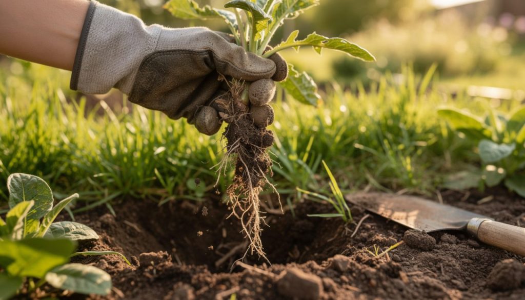 découvrez des méthodes efficaces pour enlever les mauvaises herbes avec leurs racines et protéger votre jardin durablement.