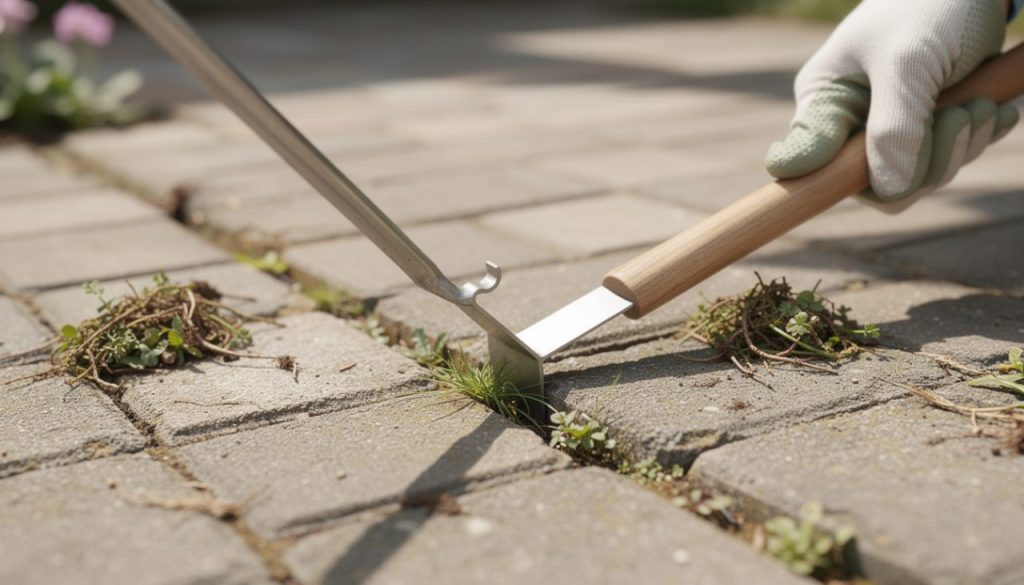 découvrez les meilleurs outils pour désherber efficacement entre les dalles et garder vos allées propres et sans mauvaises herbes.